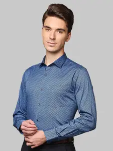 Park Avenue Men Blue Printed Slim Fit Formal Shirt