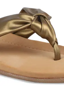 Inc 5 Women Gold-Toned Bows Flats