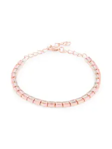 AMI Women Green Rose Gold-Plated Brass Cubic Zirconia Wraparound Bracelet