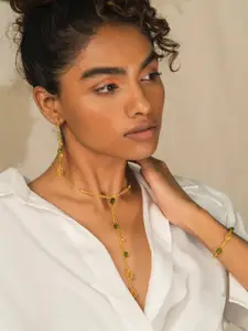 SHAYA Gold-Toned Contemporary Drop Earrings