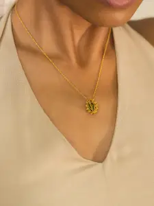 SHAYA Gold-Toned & Green Sterling Silver Gold-Plated Necklace