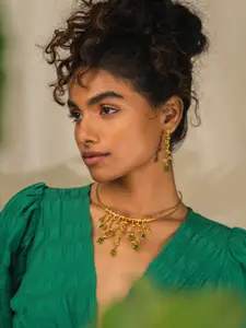 SHAYA Gold-Toned Contemporary Drop Earrings