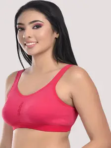 StyFun Women Pink Cotton Blend Sports Bra