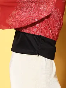 SASSAFRAS Red Ethnic Motifs New Neckline Top