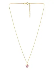 VANBELLE Gold-Toned & Pink Sterling Silver Gold-Plated Handcrafted Necklace
