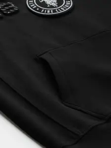 U.S. Polo Assn. Denim Co. U S Polo Assn Denim Co Men Black Logo Printed Hooded Sweatshirt