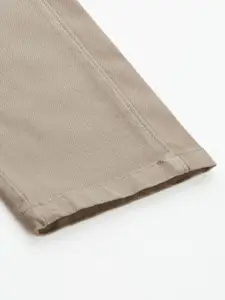 U.S. Polo Assn. Men Beige Solid Slim Fit Corduroy Regular Trousers