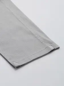 U.S. Polo Assn. U S Polo Assn Men Grey Textured Slim Fit Corduroy Trousers