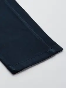 U.S. Polo Assn. U S Polo Assn Men Navy Blue Textured Slim Fit Corduroy Trousers