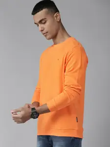 Van Heusen Men Orange Solid Sweatshirt