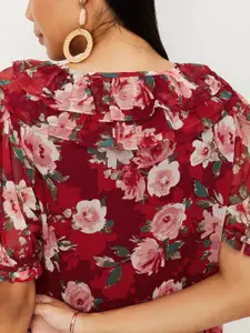 max Red Floral Print Blouson Top
