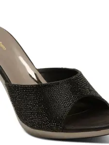 pelle albero Black Embellished Party Sandals