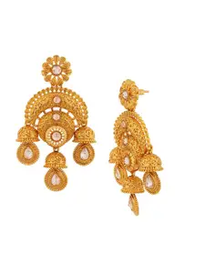 Voylla Women  Gold-Toned Contemporary Drop Earrings