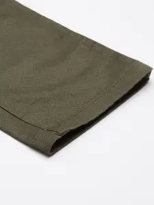 Van Heusen Sport Men Olive Green Textured Tapered Fit Trousers