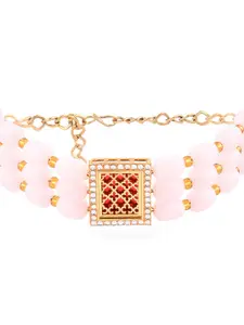 Zaveri Pearls Women Pink & Gold-Plated Multistrand Bracelet