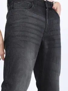 KETCH Men Charcoal Straight Fit Low Distress Light Fade Stretchable Jeans