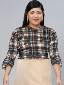 SASSAFRAS Women Black & Yellow Print Knitted Crop Top