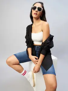 CHIMPAAANZEE Women Black Oversized Casual Shirt