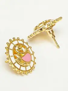Voylla Pink & Gold-Plated Classic Studs Earrings