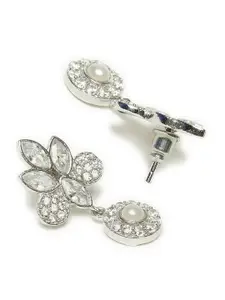 Voylla Silver-Toned Contemporary Drop Earrings