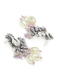 Voylla Silver-Toned Contemporary Drop Earrings