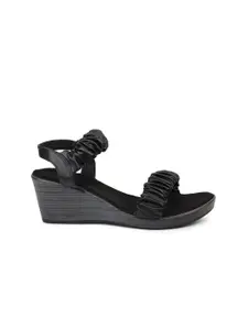 Inc 5 Women Black Suede Wedge Sandals