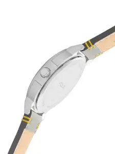 FCUK Men White Printed Dial & Grey Stainless Steel Straps Analogue Watch