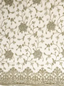 kasee Grey Floral Embroidered Net Heavy Work Saree