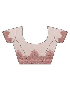 kasee Peach-Coloured Fancy Heavy Self Thread Embroidered Coding Work Saree