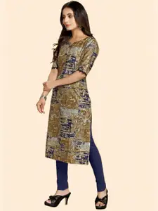 RACHNA Green Ethnic Motifs Denim Kurti