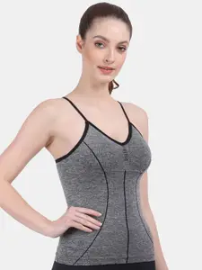 Amour Secret Women Grey Striped Lightly-Padded Camisoles
