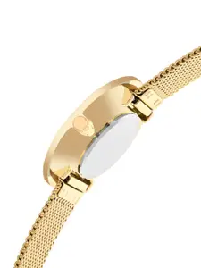 French Connection Women White Dial & Gold Toned Stainless Steel Bracelet Style Straps Analogue Watch