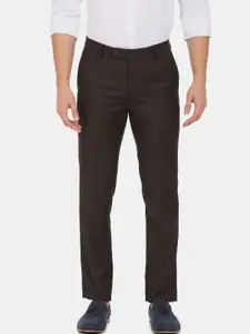 Arrow Men Brown Checked Trousers