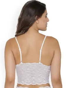 N-Gal Women's White Floral Bralette Bra