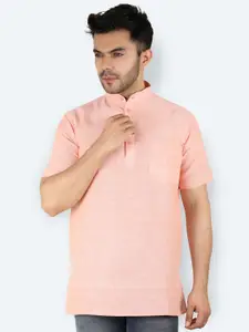 Latest Chikan Garments Men Peach Solid Kurta