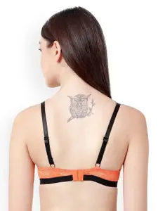 Susie Orange & Black Bra Underwired Lightly Padded