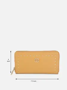 Allen Solly Women Yellow Embellished Zip Around Wallet