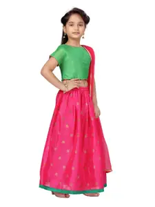 Aarika Girls Green & Rose Ready to Wear Lehenga  Choli with Dupatta
