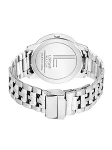 FERRIZZO Men Blue Printed Dial & Silver Toned Stainless Steel Bracelet Style Straps Analogue Watch