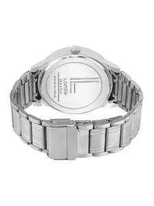 FERRIZZO Men White Dial & Silver Toned Stainless Steel Bracelet Style Straps Analogue Watch