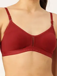Lady Lyka Women's Set Of 2 Maroon & Coral Cotton Push-Up Bra