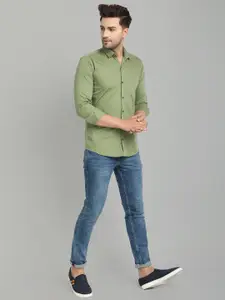 Majestic Man Men Green Slim Fit 100% cotton Casual Shirt