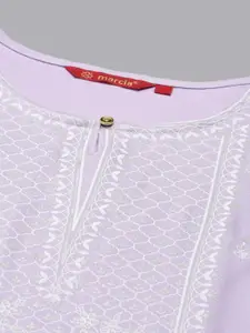 Marcia Women Lavender Floral Embroidered  Chikankari Kurta