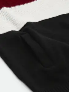 Flying Machine Men Black & Red Colourblocked Pullover