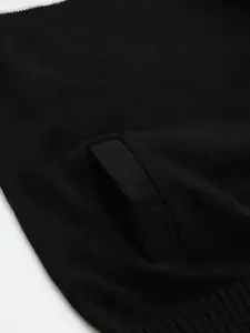 Flying Machine Men Mustard & Black Colourblocked Pullover