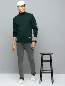 Flying Machine Men Teal Pure Cotton Pullover