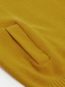 Flying Machine Men Mustard Yellow Acrylic Striped Pullover