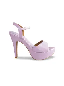 Mochi Women Purple Textured Stiletto Heels