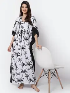 Boston Club White Printed Maxi Nightdress