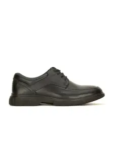 Bata Men Black Solid Leather Formal Oxfords Shoes